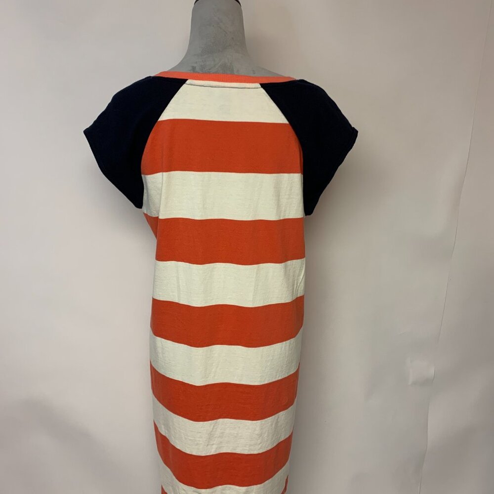 Tommy Hilifger Dress  Orange Stiped Nautical Beach Causal Shift Womens SZ L - Picture 4 of 9